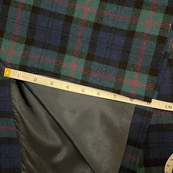 80’s Vintage Pendleton Pink Navy Blue Green Preppy Plaid Faux Wrap Wool Skirt 6 - Picture 10 of 11
